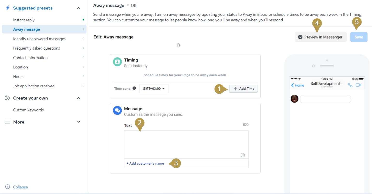 How to Set Automatic Facebook Page Replies on Messenger | Quorage