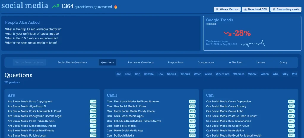 AnswerSocrates in Action - Keyword Generator Tool {screenshot}