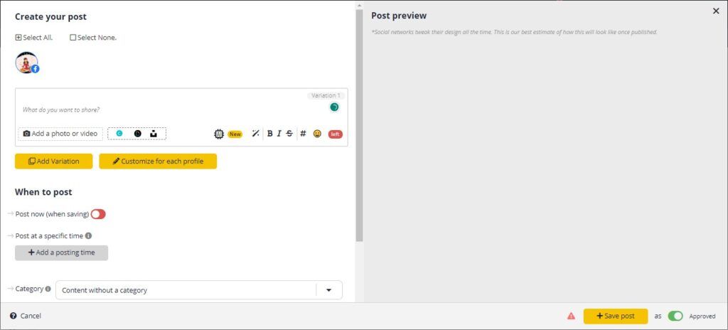 Customize Your Post {Screenshot}