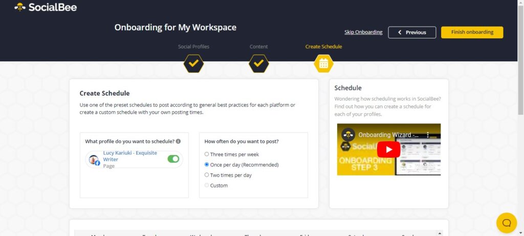 Onboarding for My Workspace {Screenshot}