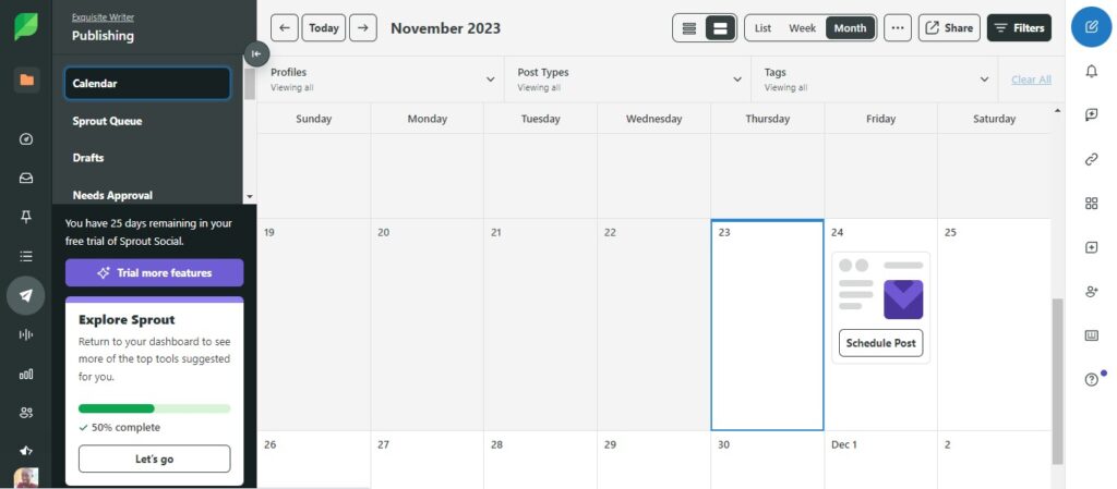 SproutSocial Calendar {Screenshot}