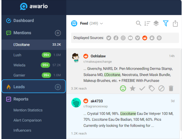 Screenshot of Awario Lead Generation