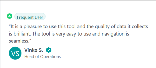 Brandwatch positive review on Getapp.com {Screenshot}