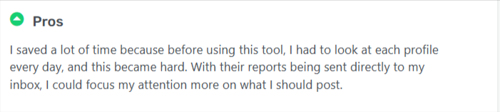 SocialInsider positive review on Getapp.com {Screenshot}