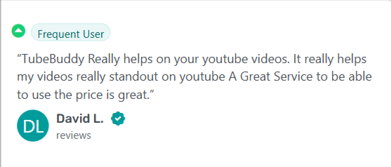 TubeBuddy positive review on Getapp.com {Screenshot}