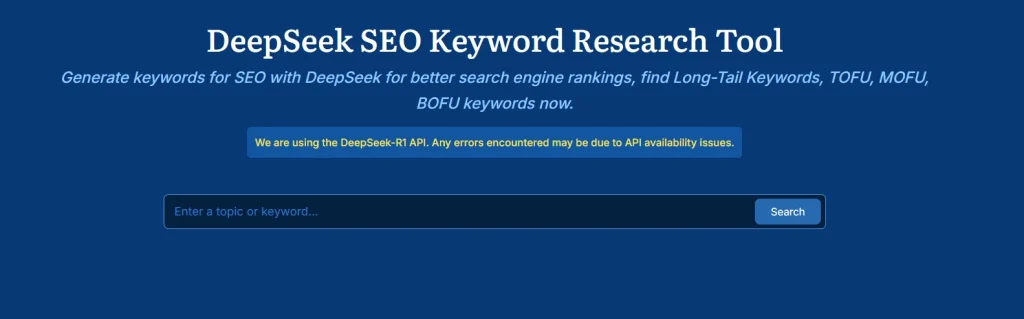DeepSeek AI Keyword Research Tool {Screenshot}