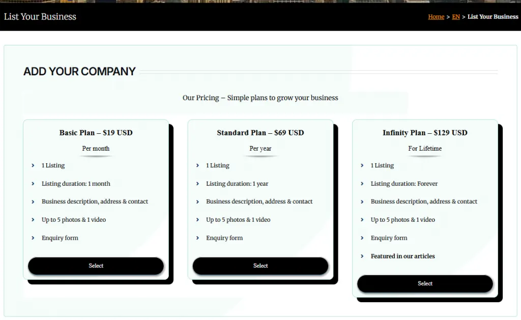 Screenshot of Prices of Afrikta