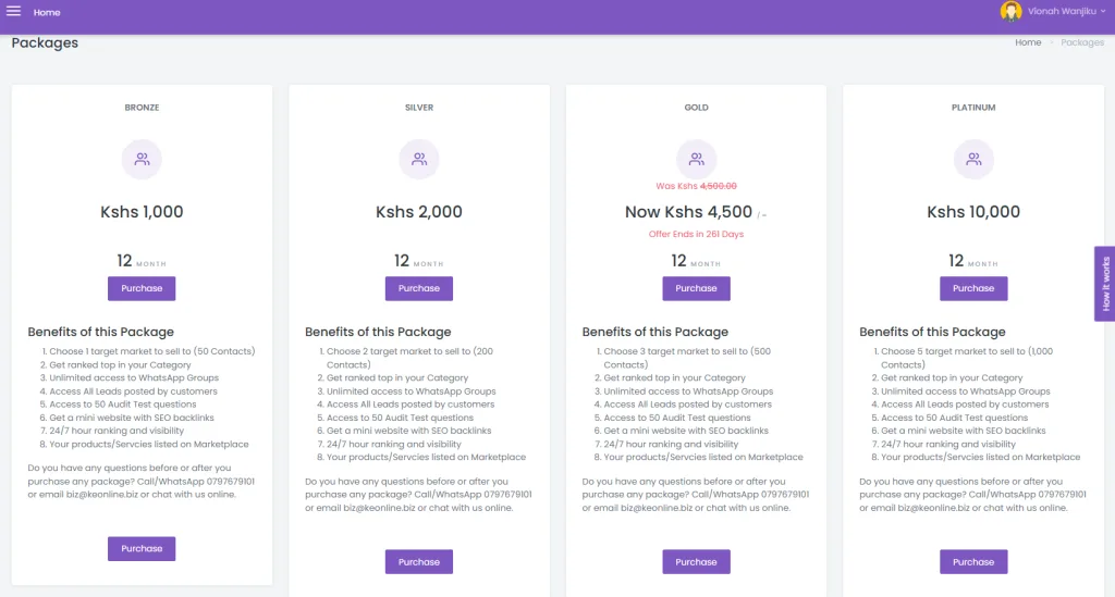 Screenshot of Prices of KEOnline