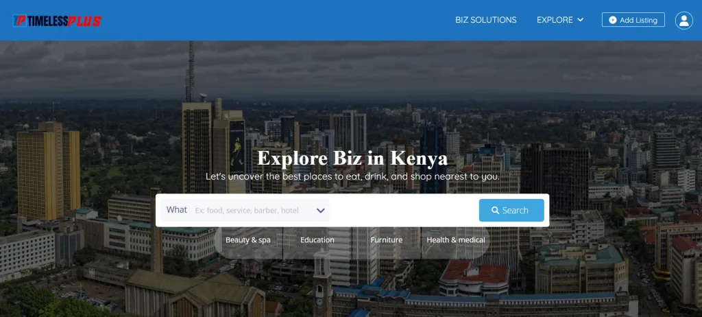 Screenshot of Timeless Plus Directory Homepage