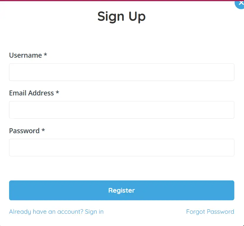 Screenshot of Signup Page of Apex Business Pages