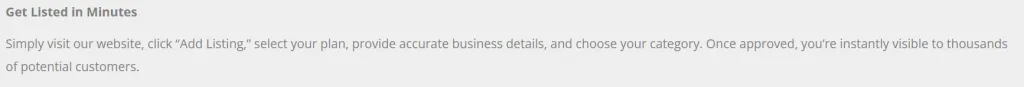 Screenshot of Business Listing Process of Apex Business Pages